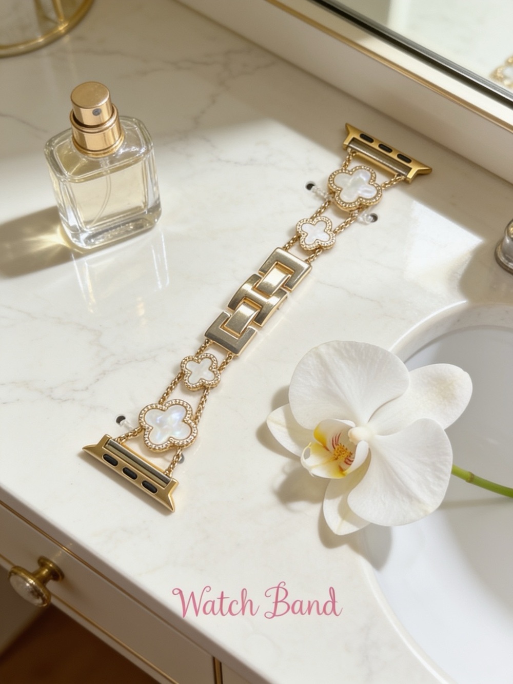 Altar'd State Gold and White Floral Apple Watch Band